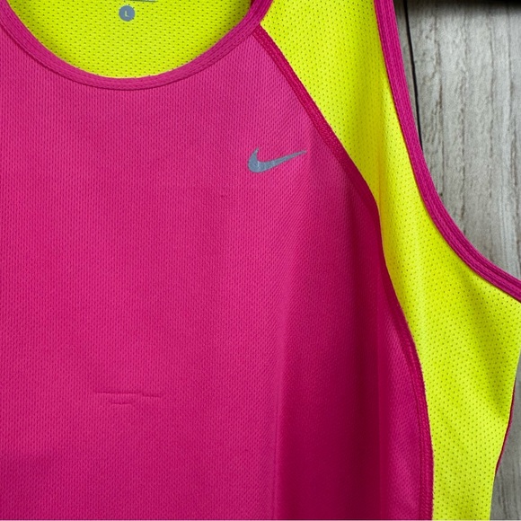 Nike Dri-Fit Women's Vibrant Pink and Yellow Tank Top - Picture 2 of 6